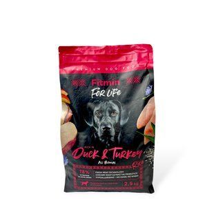 Гіпоалергенний сухий корм Fitmin For Life FFL для дорослих собак всіх порід з качкою, індичкою та рисом 2,5 кг 973 грн фото - Grand Pets Food