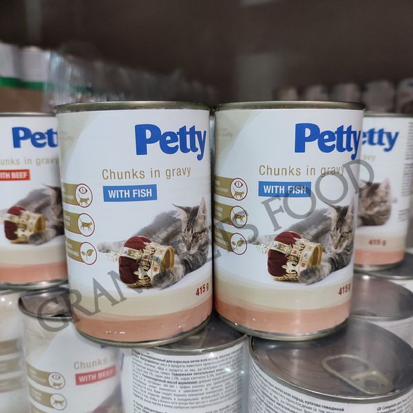 Консерва для дорослих котів PETTY з печінкою 415 гр 31 грн фото - Grand Pets Food