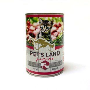 Консерва для кошенят PET'S LAND JUNIOR яловичина та ягня 415 г 52 грн фото - Grand Pets Food