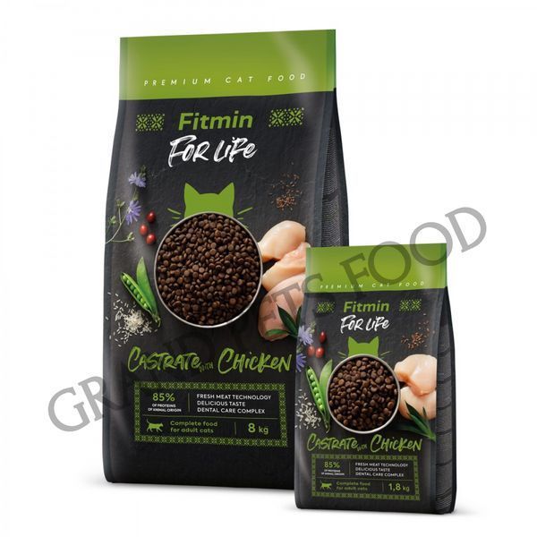 Сухий корм Fitmin For Life Castrate Chicken для кастрованих та стерилізованих кішок (курка) 8 кг  1 956 грн фото - Grand Pets Food